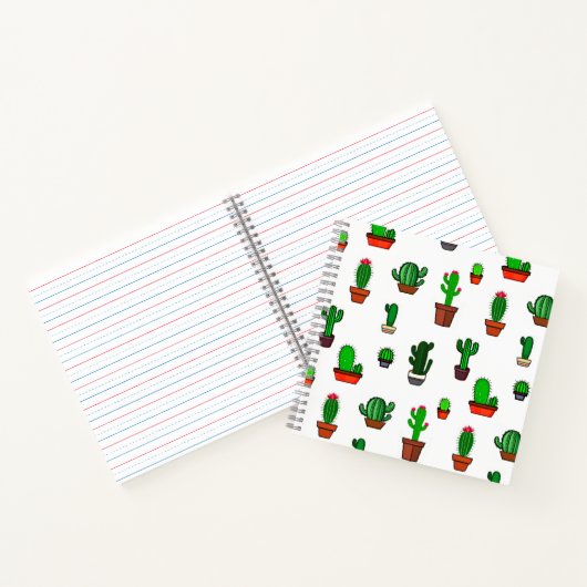 Cute Cactus illustrations Pattern White ノートブック (内部)
