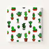 Cute Cactus illustrations Pattern White ノートブック (裏面)