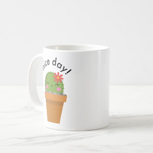cute cactus mug, nice day mug コーヒーマグカップ (正面左)