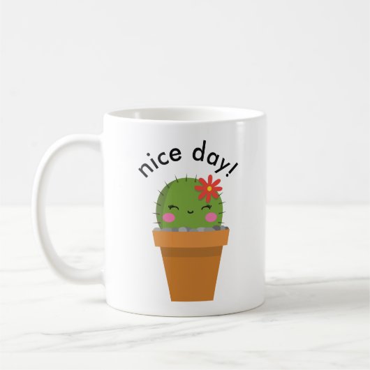 cute cactus mug, nice day mug コーヒーマグカップ (左)