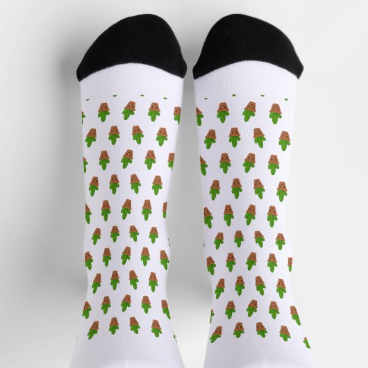 Cute Cactus Pattern on Socks ソックス (上部)