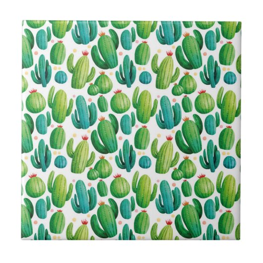 Cute Cactus Seamless Pattern タイル (正面)