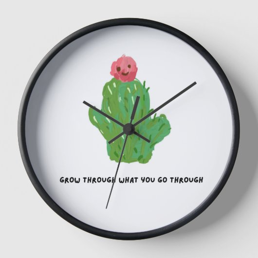 Cute Cactus Wall Clock – Inspirational Quote 壁時計 (正面)