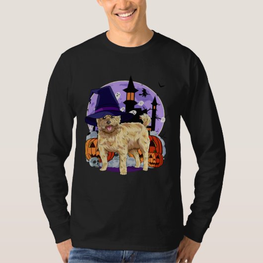 Cute Cairn Terrier Halloween Witch Pumpkin Tシャツ (正面)