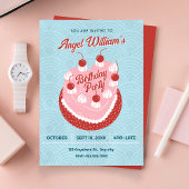 Cute cake heart birthday 招待状