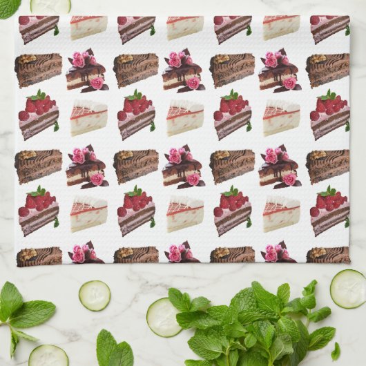 Cute Cakes Lovers Desserts Pattern キッチンタオル (折り畳み)