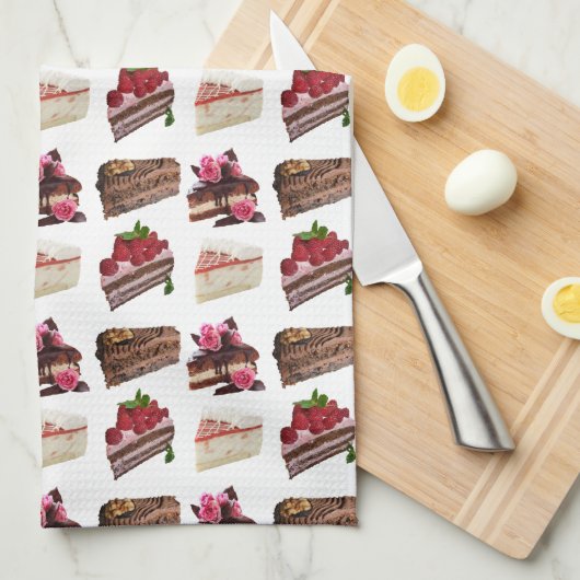 Cute Cakes Lovers Desserts Pattern キッチンタオル (四つ折り)