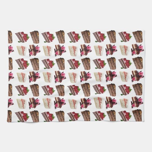 Cute Cakes Lovers Desserts Pattern キッチンタオル (横)