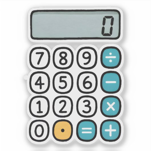 Cute Calculator Math Sticker for School シール (正面)