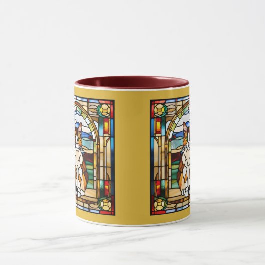 Cute Calico Cat Stained Glass Coffee Mug マグカップ (中央)