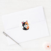 Cute Calico Cat Sticker – Adorable Dual-Tone Kitty ラウンドシール (封筒)