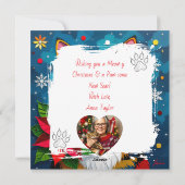 Cute Calico Cat with Poinsettias Custom Christmas シーズンカード (裏面)