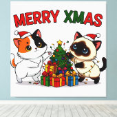 Cute Calico & Siamese Kitten Gift キャンバスプリント (インサイチュ (ウッドフロア))