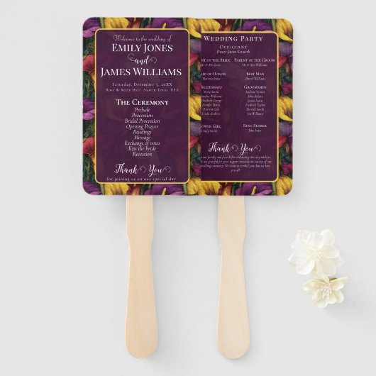 Cute Calla Lilies Sparkle Rustic Wedding ハンドファン (正面&裏面)