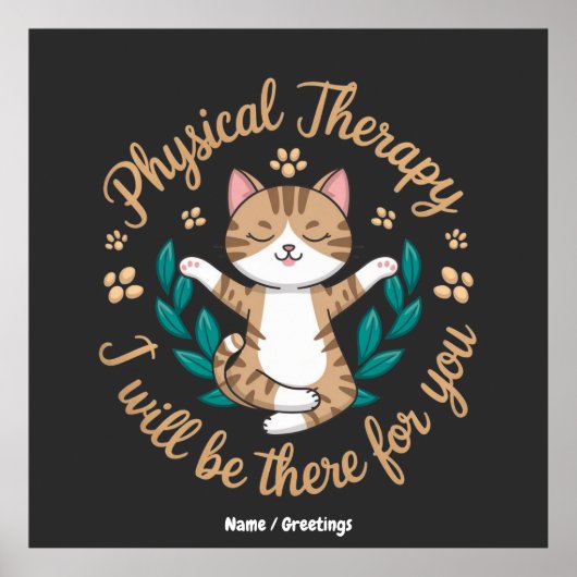 Cute Calming Physical Therapy Cat Poster Wellness ポスター (正面)