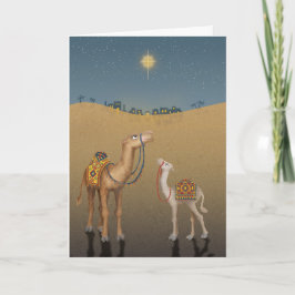 Cute camels in Bethlehem Christmas card カード