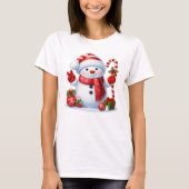 Cute Candy Cane Snowman Merry Christmas Tシャツ (正面)