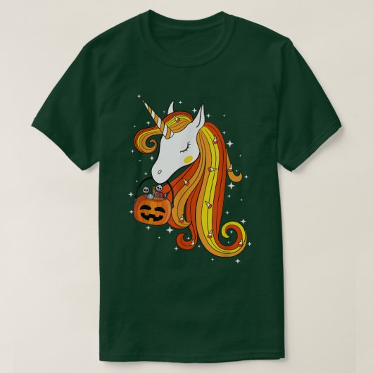 Cute Candy Corn Unicorn Halloween Top T-Shirt Tシャツ (デザイン正面)