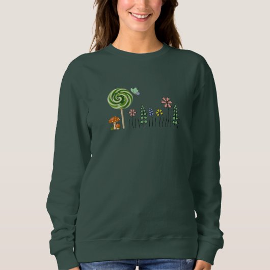 Cute Candy Garden Illustration. Women’s Cozy Basic スウェットシャツ (正面)