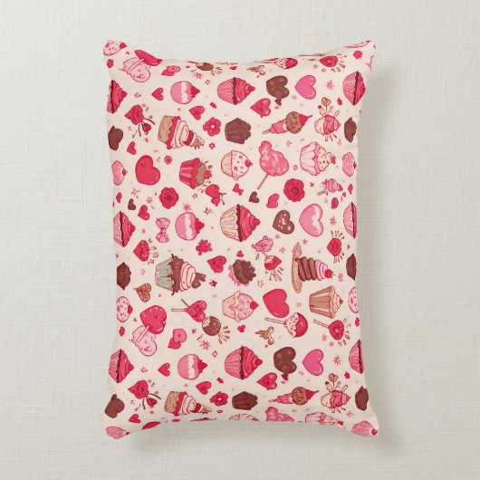 Cute Candy & Sweets Valentine Seamless Pattern  アクセントクッション (正面(垂直))