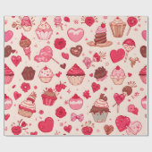 Cute Candy & Sweets Valentine Seamless Pattern  ラッピングペーパー (フラット)