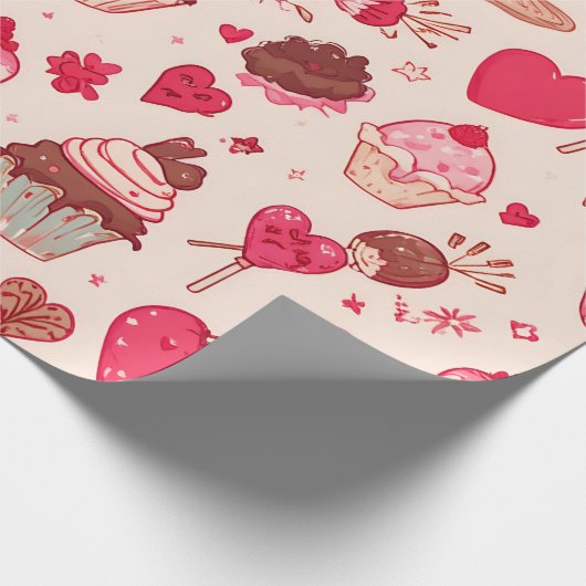 Cute Candy & Sweets Valentine Seamless Pattern  ラッピングペーパー (角)
