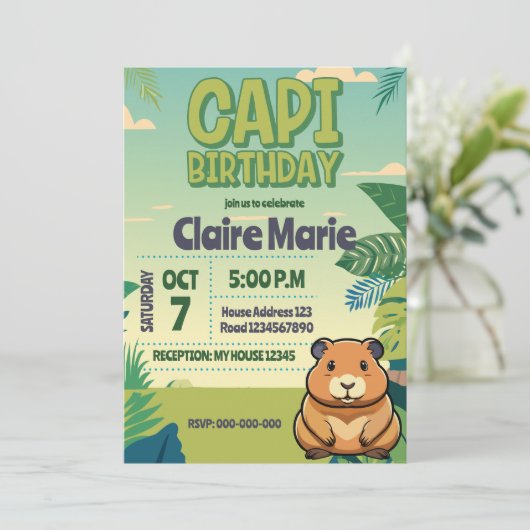 Cute CAPIBARA Invitation 招待状 (スタンド正面)
