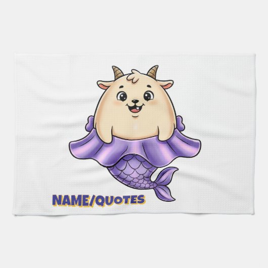 Cute Capricorn Cartoon – Whimsical Zodiac キッチンタオル (横)