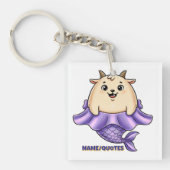 Cute Capricorn Cartoon – Whimsical Zodiac キーホルダー (正面)