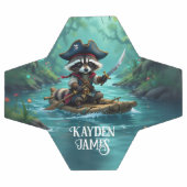 Cute Captain Raccoon Rafting Down the River サッカーボール (フラット)