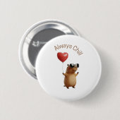 Cute Capybara Always Chill Heart Balloon Pin Butto 缶バッジ (正面&裏面)
