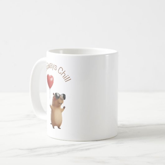 Cute Capybara Always Chill Valentine Coffee Mug ツートーンマグカップ (正面左)