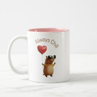 Cute Capybara Always Chill Valentine Coffee Mug ツートーンマグカップ