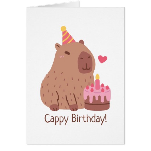 Cute Capybara And Cake Happy Cappy Birthday (正面)