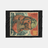 Cute Capybara And Turtle Backpack Ramen Kawaii Cap フリースブランケット (正面(横))