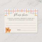 Cute Capybara Baby Shower Prayer Wishes  アドバイスカード (正面)