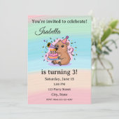 Cute Capybara Birthday Invitation Editable  招待状 (スタンド正面)
