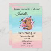 Cute Capybara Birthday Invitation Editable  招待状 (正面/裏面)