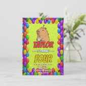 Cute Capybara Birthday Party Invitation 招待状 (スタンド正面)