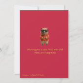 Cute Capybara Chinese New Year Red Gold Custom  カード (裏面)