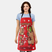 Cute Capybara Christmas Lights Festive Party エプロン (着用した状態)