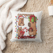 Cute Capybara Christmas Lights Festive Party クッション (ブランケット)