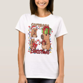 Cute Capybara Christmas Lights Festive Party Tシャツ