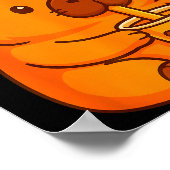 Cute Capybara Drinking Bubble Tea And Axolotl Kawa ポスター (角)