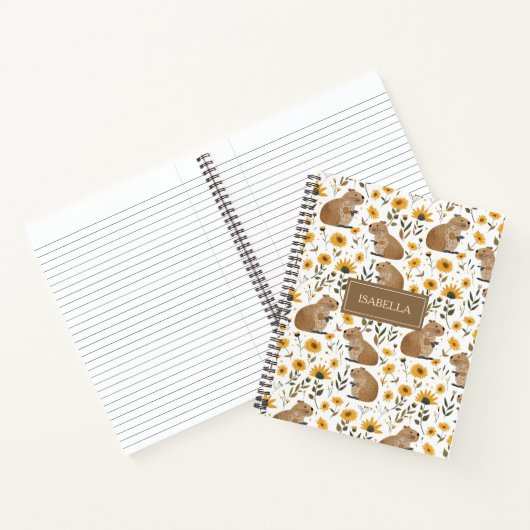 Cute Capybara Floral Spiral Notebook ノートブック (内部)