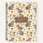 Cute Capybara Floral Spiral Notebook ノートブック (正面)
