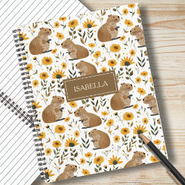 Cute Capybara Floral Spiral Notebook ノートブック