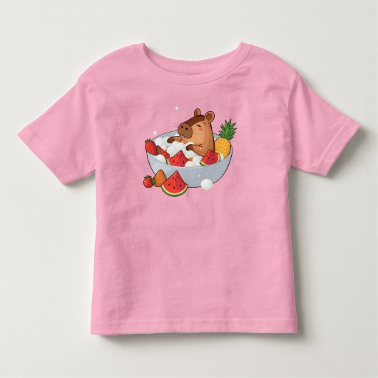 Cute Capybara Fruit Bath Spa Day Kawaii Animal Ill トドラーTシャツ (正面)