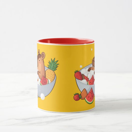 Cute Capybara Fruit Bath Spa Day Kawaii Animal Ill マグカップ (中央)