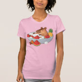 Cute Capybara Fruit Bath Spa Day Kawaii Animal Ill Tシャツ (正面)